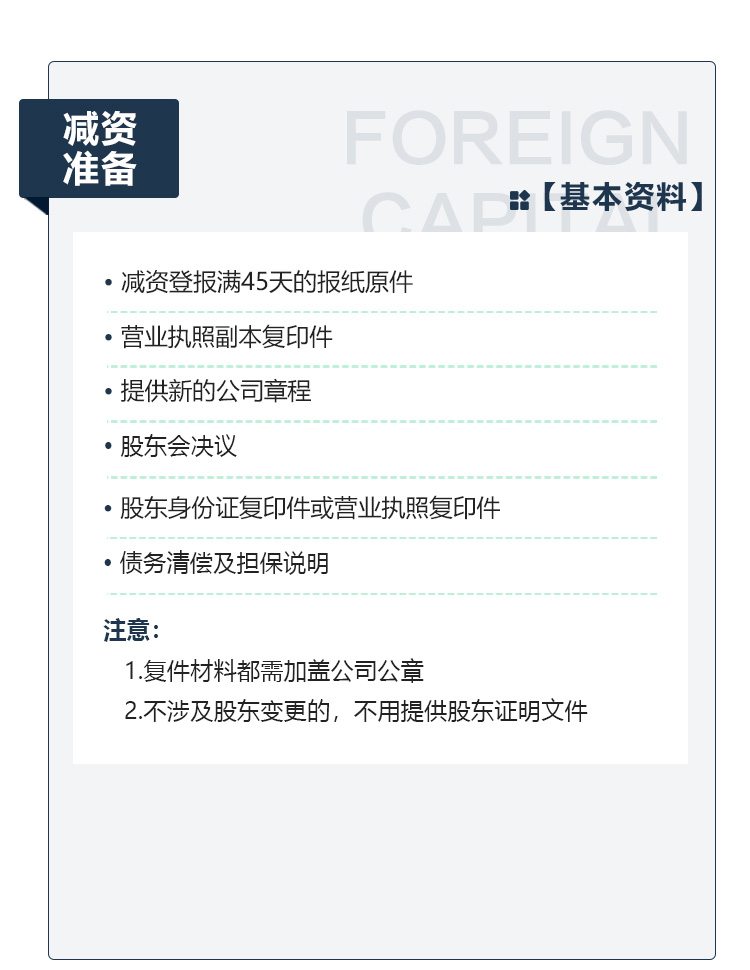 注册资本减资准备