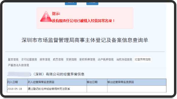 前海公司纳入工商异常如何处理